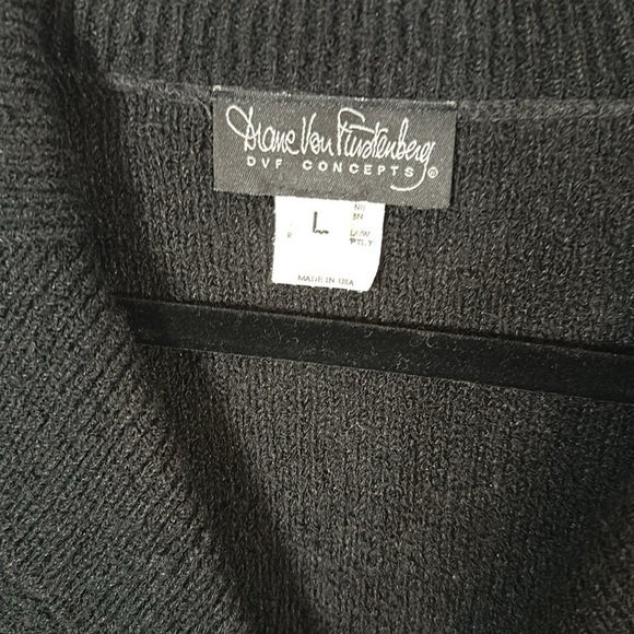 Diane Von Furstenberg 90s Textured Knit 3 Pocket Cardigan Oversized Size Large - Picture 3 of 7